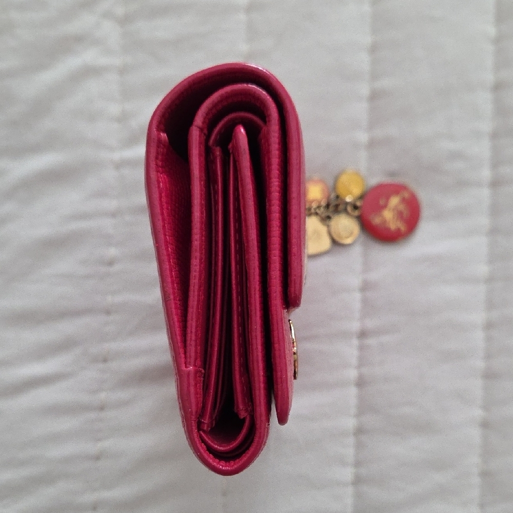 MCM Pink Tri-fold Wallet with Gold Charms Details - Picture 3 of 9